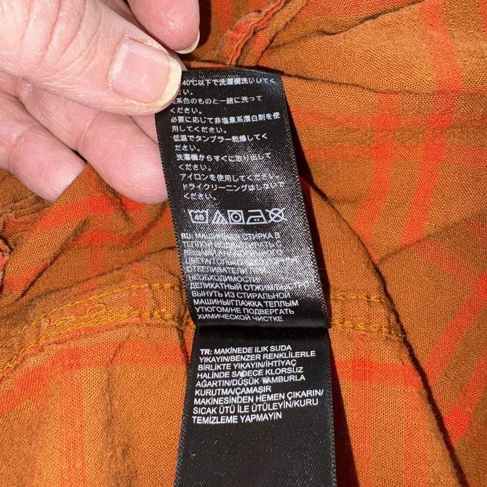 The North Face Mens Shirt Size Large Brown Orange Plaid Lumberjack Outdoor Hike
